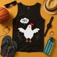 Funny Chicken Saying Moo But Guess What Chicken Moo Tank Top thumb 4