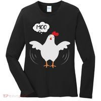 Funny Chicken Saying Moo But Guess What Chicken Moo Women's Long Sleeve Shirt thumb 0