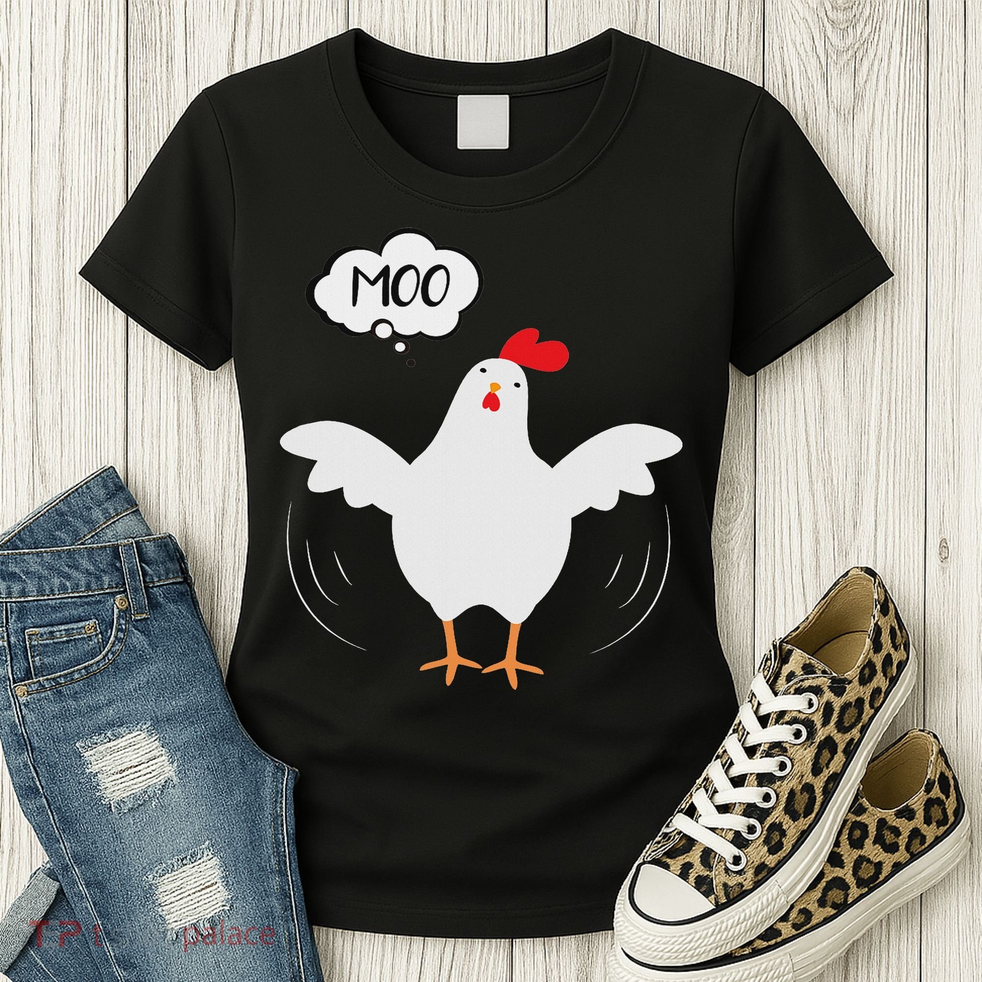 Funny Chicken Saying Moo But Guess What Chicken Moo Women's T-Shirt