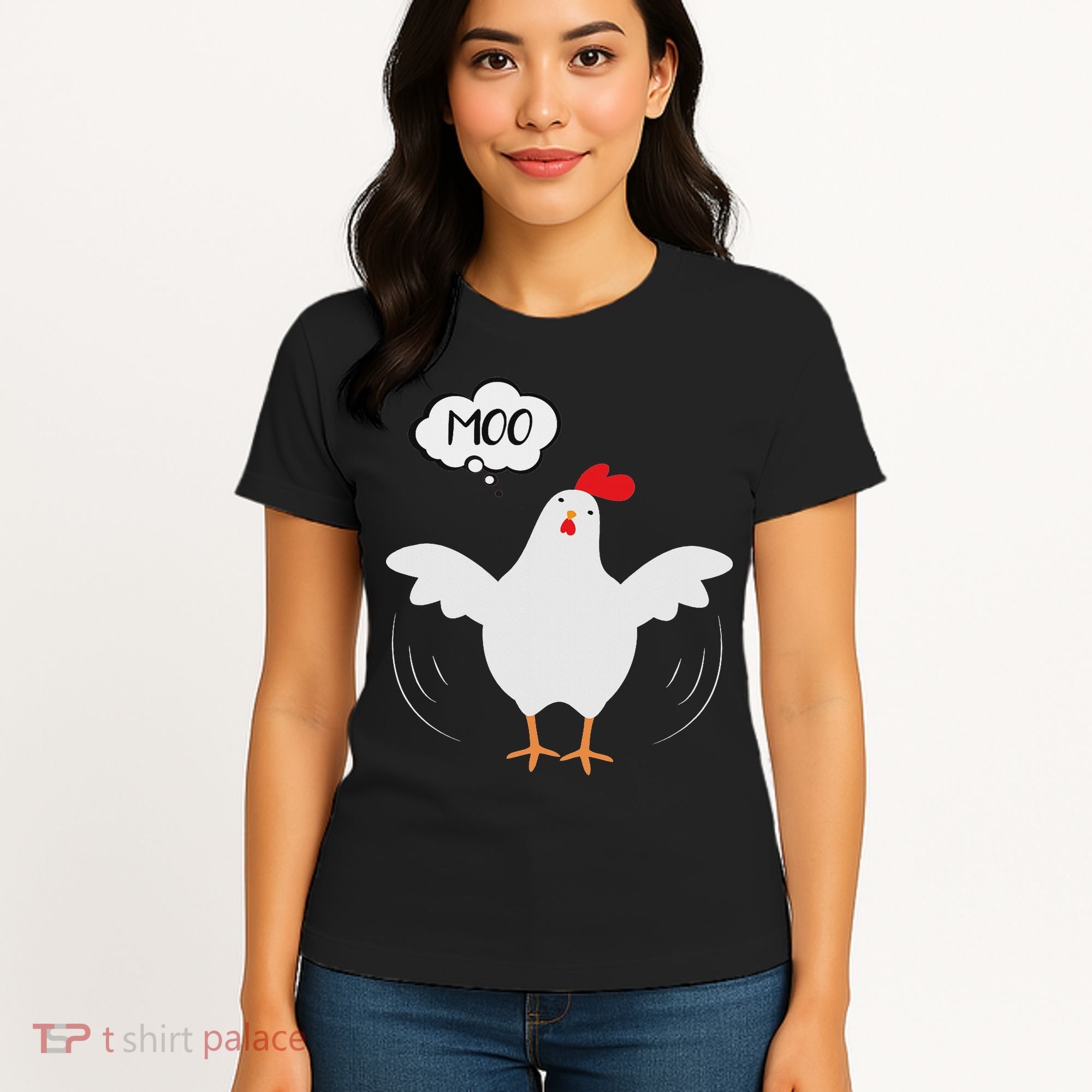 Funny Chicken Saying Moo But Guess What Chicken Moo Women's T-Shirt