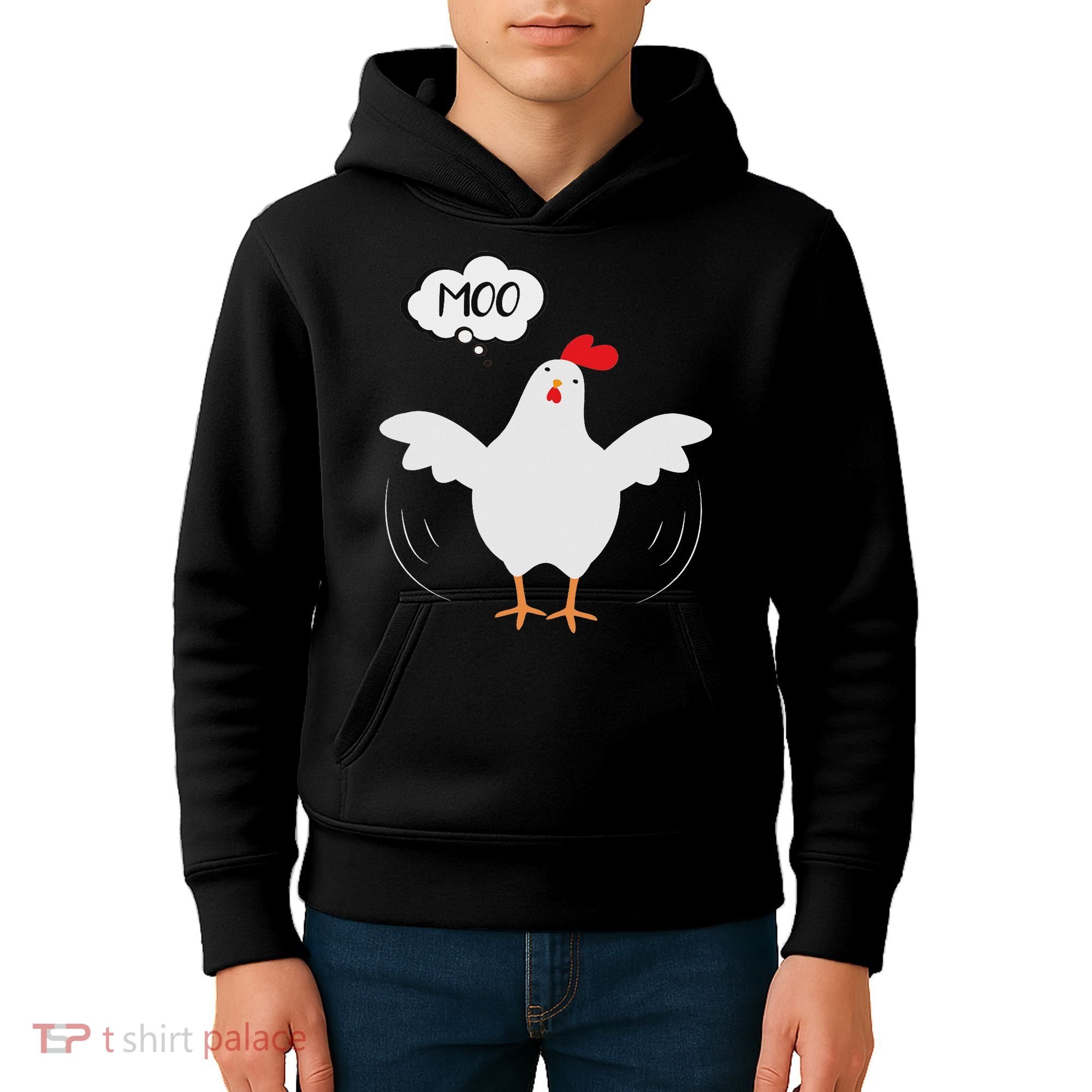 Funny Chicken Saying Moo But Guess What Chicken Moo Kids Hoodie
