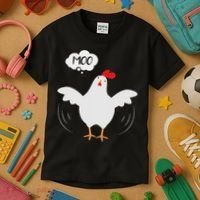 Funny Chicken Saying Moo But Guess What Chicken Moo Kids T-Shirt thumb 3