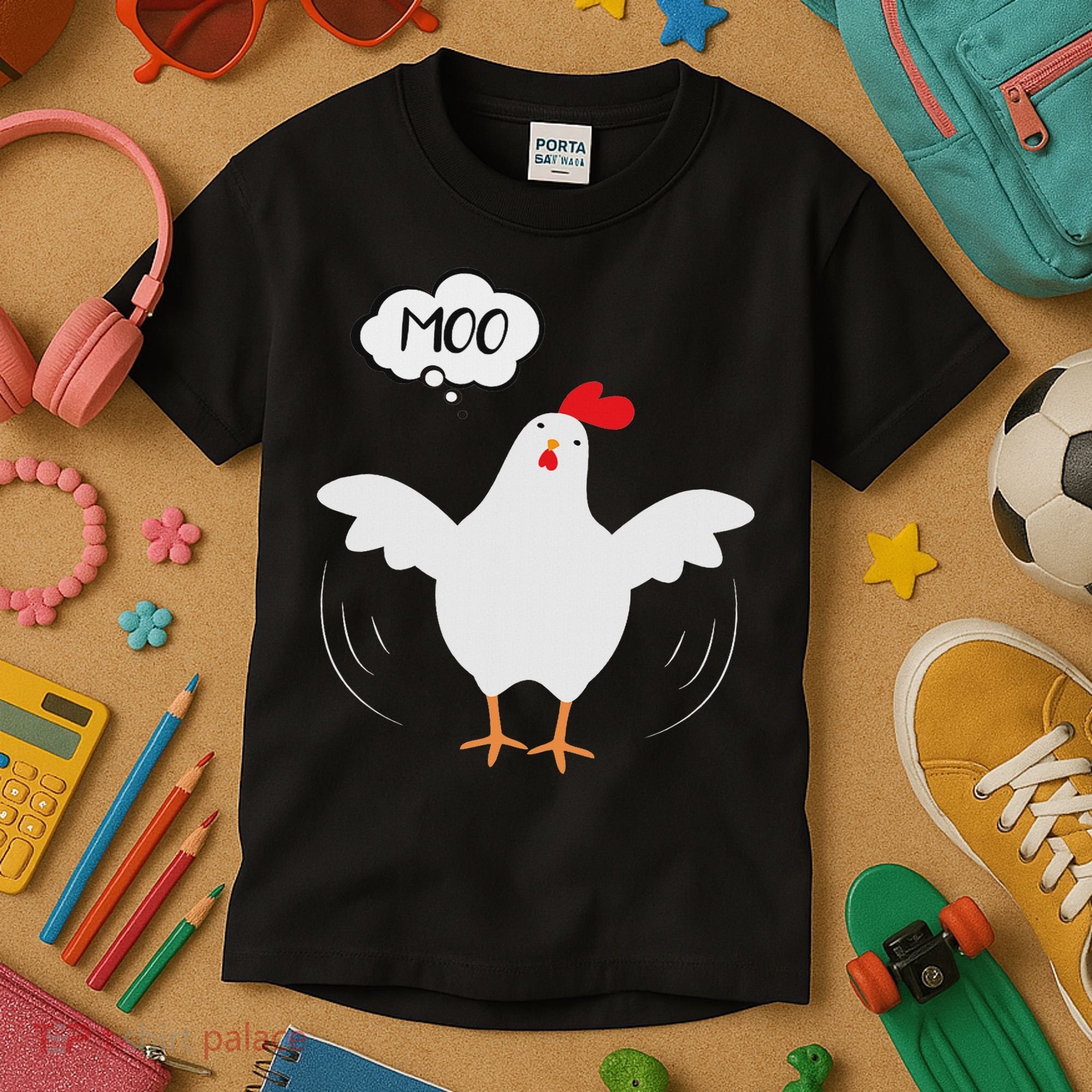 Funny Chicken Saying Moo But Guess What Chicken Moo Kids T-Shirt