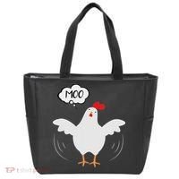 Funny Chicken Saying Moo But Guess What Chicken Moo Tote Bag thumb 0
