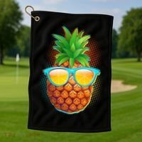 Funny Cool Summertime Pineapple Golf Towel thumb 1