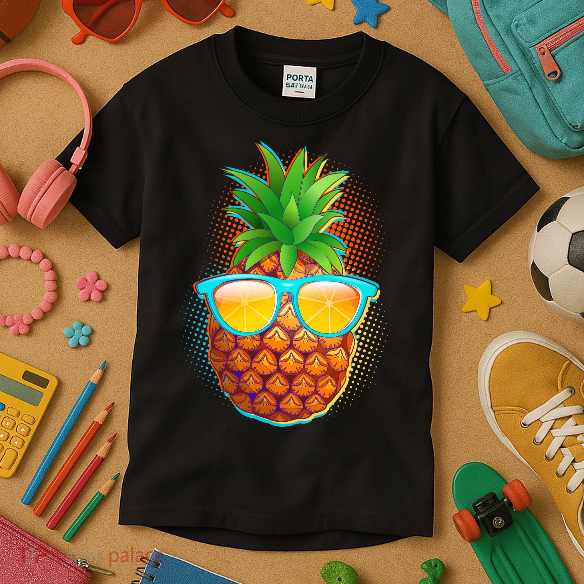 Funny Cool Summertime Pineapple Kids T-Shirt