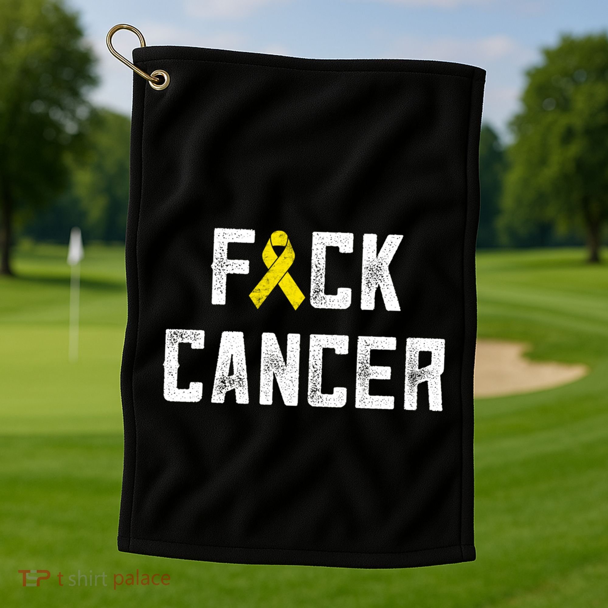 Fck Cancer Sarcoma Cancer Awareness Gift Bone Cancer Chemo Gift Golf Towel