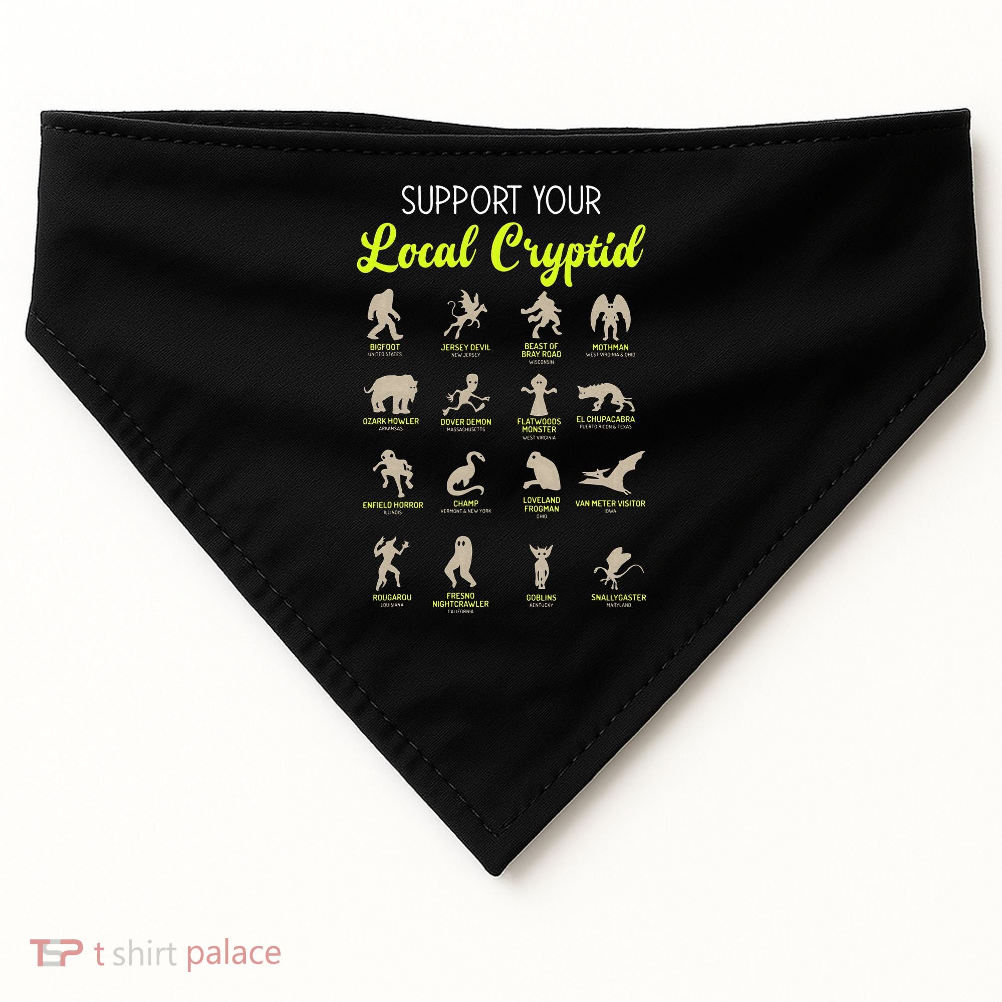 Funny Cryptozoology Support Your Local Cryptid Research Team USA-Made Doggie Bandana