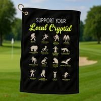Funny Cryptozoology Support Your Local Cryptid Research Team Golf Towel thumb 1