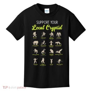 Funny Cryptozoology Support Your Local Cryptid Research Team Kids T-Shirt
