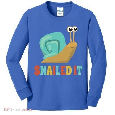 Funny Cute Snail Lover Snails Gift Snailed It Gift Kids Long Sleeve Shirt