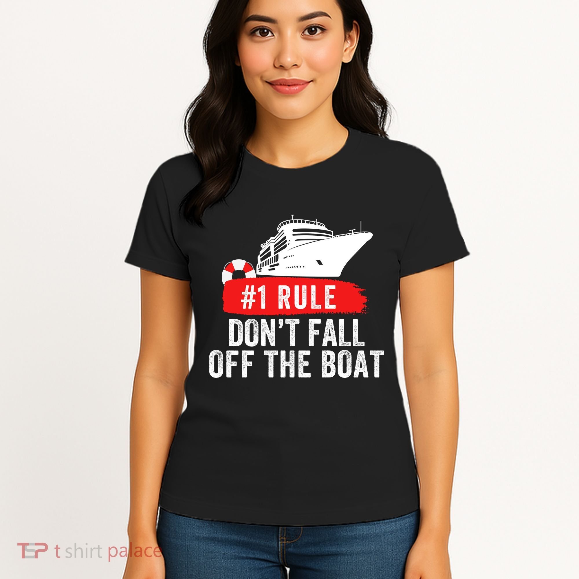 Funny Cruise Ship Rule #1 DonT Fall Off The Boat Funny Cruise Ship Meme Women's T-Shirt