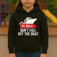 Funny Cruise Ship Rule #1 DonT Fall Off The Boat Funny Cruise Ship Meme Kids Hoodie thumb 3