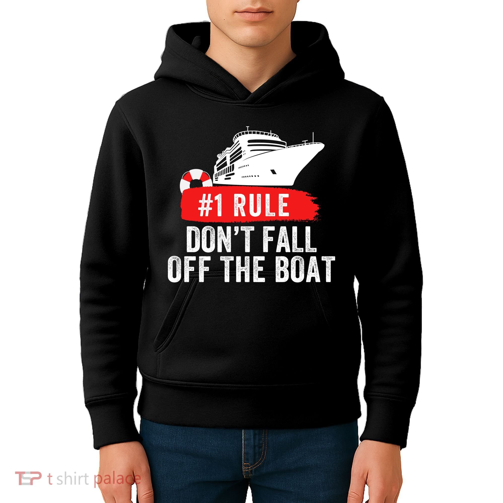 Funny Cruise Ship Rule #1 DonT Fall Off The Boat Funny Cruise Ship Meme Kids Hoodie