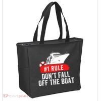 Funny Cruise Ship Rule #1 DonT Fall Off The Boat Funny Cruise Ship Meme Tote Bag thumb 2
