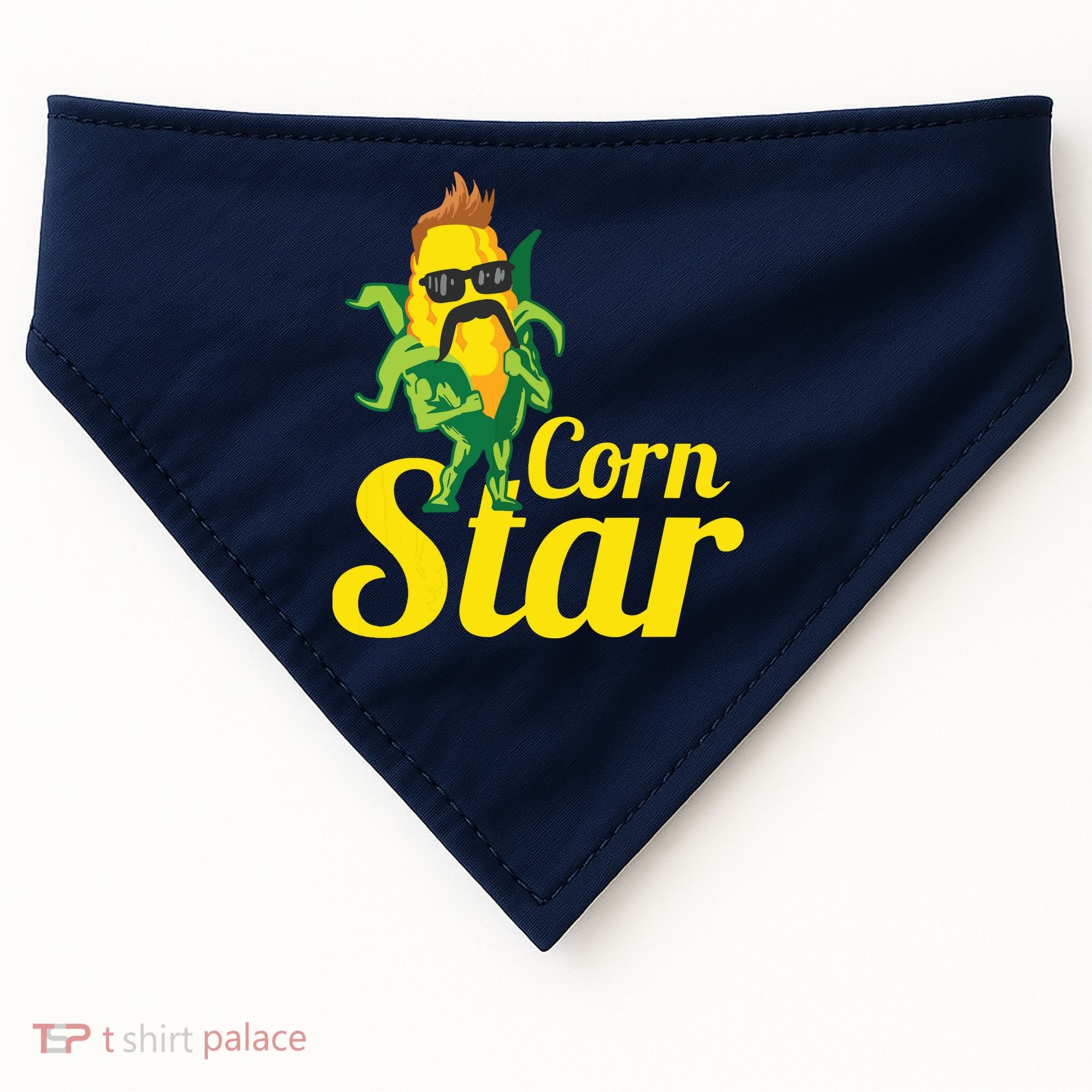 Funny Corn Star Sunglasses Mustache Maize USA-Made Doggie Bandana