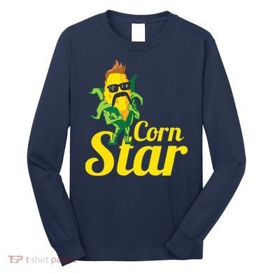 Funny Corn Star Sunglasses Mustache Maize Long Sleeve Shirt