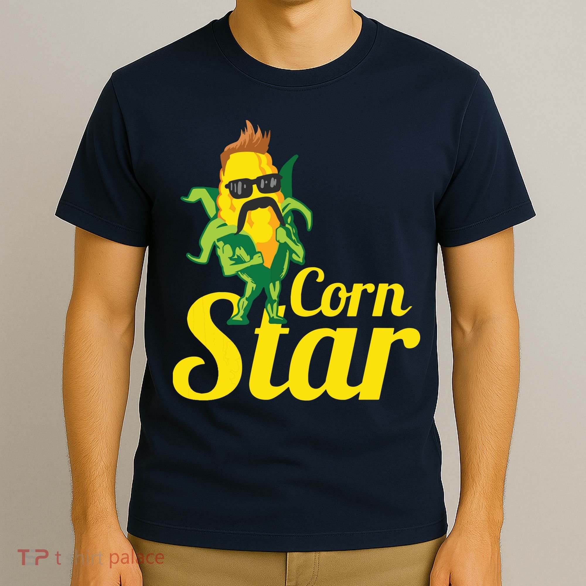 Funny Corn Star Sunglasses Mustache Maize T-Shirt