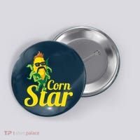 Funny Corn Star Sunglasses Mustache Maize Button thumb 0