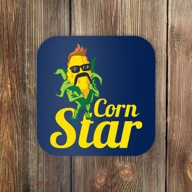 Funny Corn Star Sunglasses Mustache Maize Coaster
