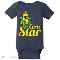 Funny Corn Star Sunglasses Mustache Maize Baby Bodysuit thumb 0