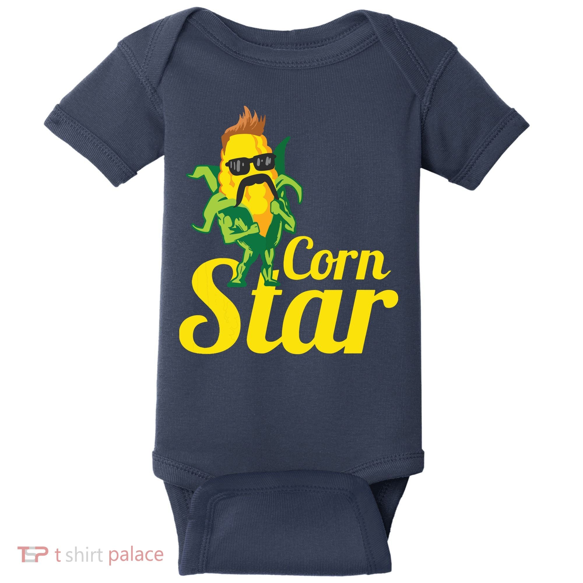 Funny Corn Star Sunglasses Mustache Maize Baby Bodysuit
