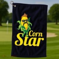 Funny Corn Star Sunglasses Mustache Maize Golf Towel thumb 1