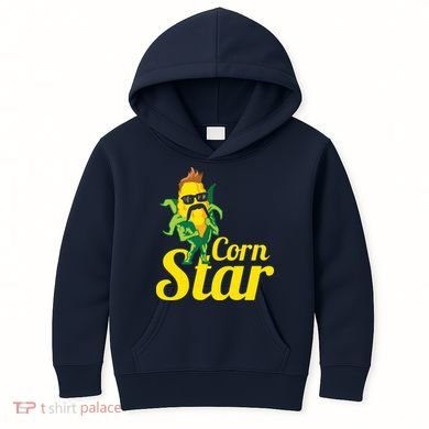 Funny Corn Star Sunglasses Mustache Maize Kids Hoodie