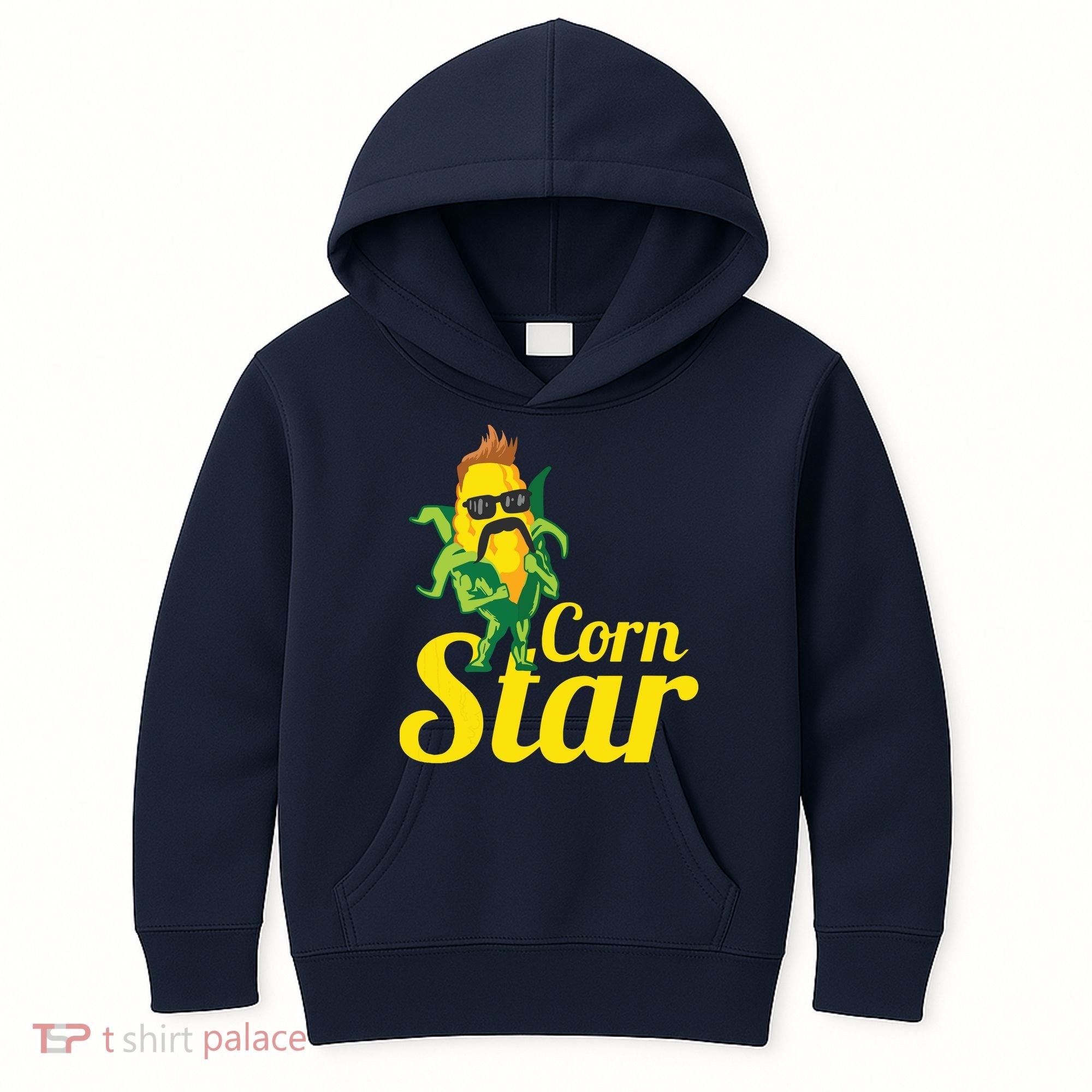 Funny Corn Star Sunglasses Mustache Maize Kids Hoodie