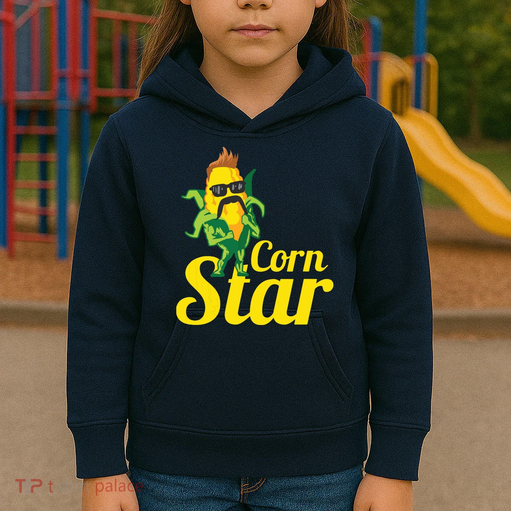 Funny Corn Star Sunglasses Mustache Maize Kids Hoodie
