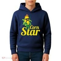 Funny Corn Star Sunglasses Mustache Maize Kids Hoodie thumb 4