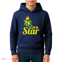 Funny Corn Star Sunglasses Mustache Maize Kids Hoodie thumb 4