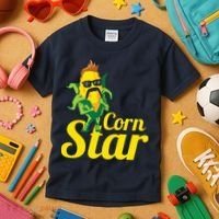Funny Corn Star Sunglasses Mustache Maize Kids T-Shirt thumb 3