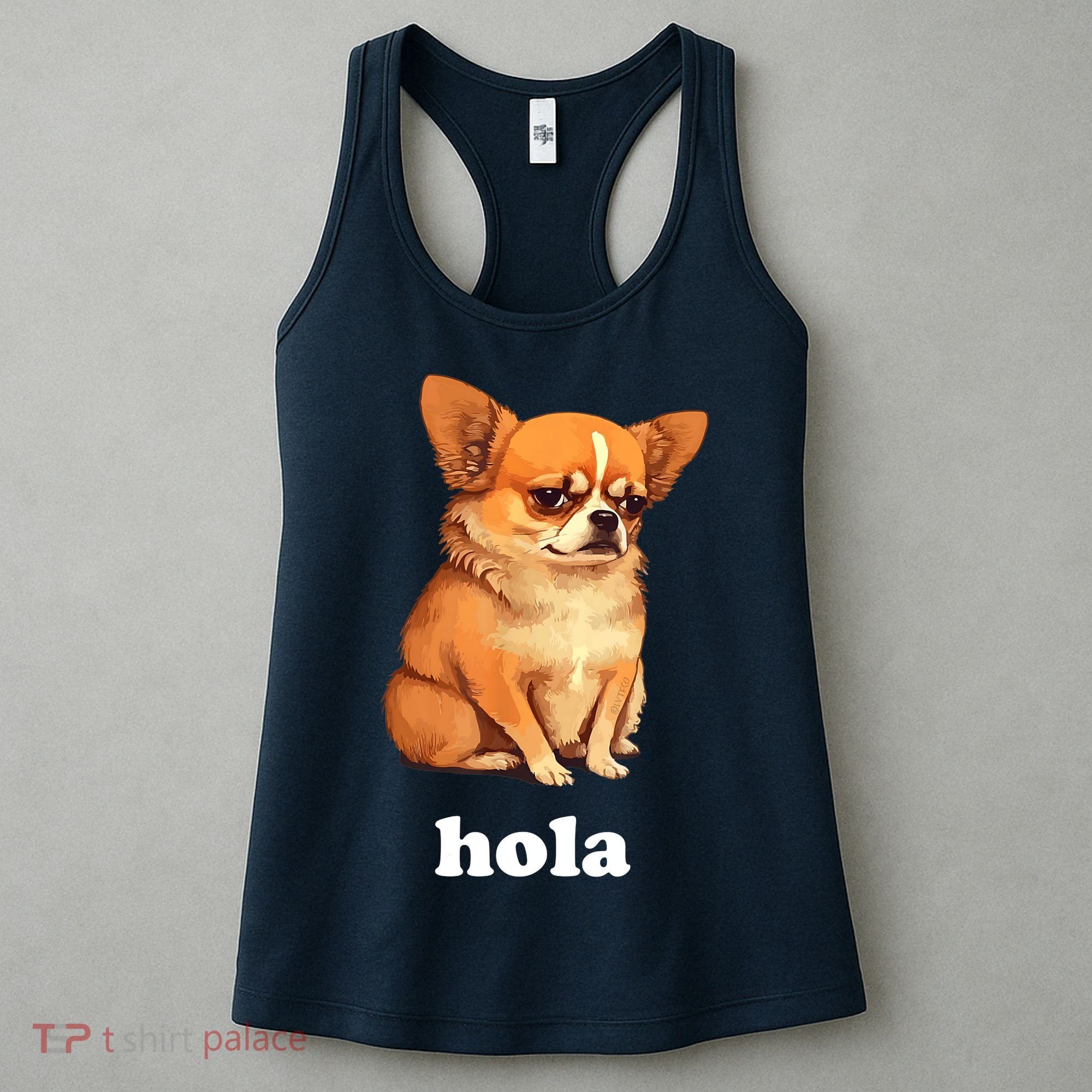 Funny Chihuahua speaks Spanish – Hi (Hola) Women's Tank Top