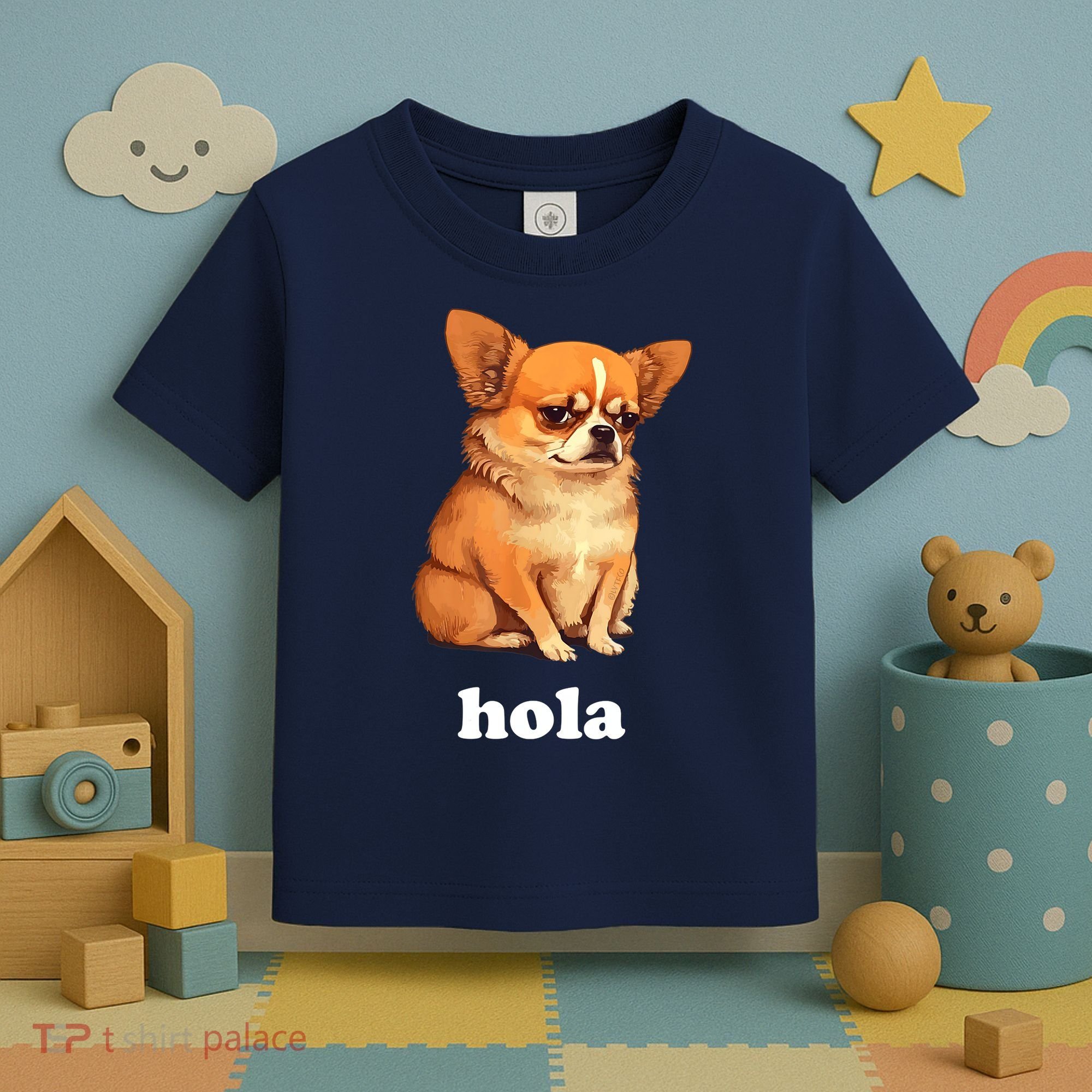 Funny Chihuahua speaks Spanish – Hi (Hola) Toddler T-Shirt