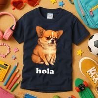 Funny Chihuahua speaks Spanish – Hi (Hola) Kids T-Shirt thumb 3