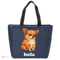 Funny Chihuahua speaks Spanish – Hi (Hola) Tote Bag thumb 0