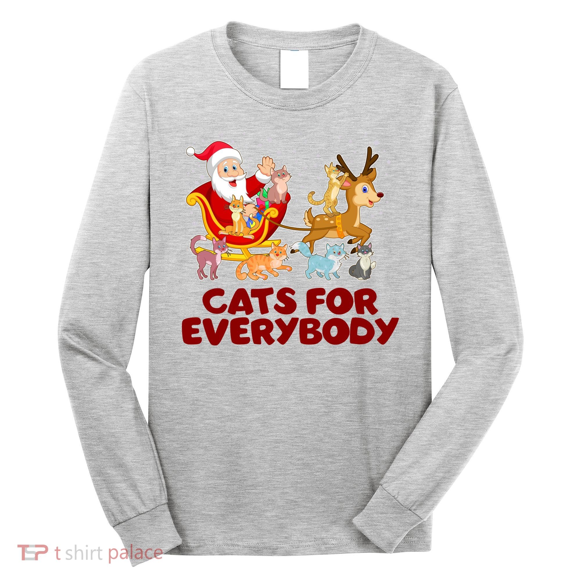 Funny Christmas Santa Claus Cats For Everybody Long Sleeve Shirt