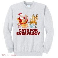 Funny Christmas Santa Claus Cats For Everybody Sweatshirt thumb 0