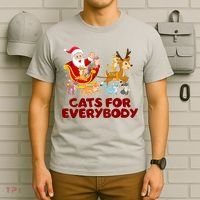 Funny Christmas Santa Claus Cats For Everybody T-Shirt thumb 6