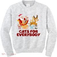 Funny Christmas Santa Claus Cats For Everybody Kids Sweatshirt thumb 0