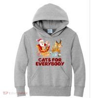 Funny Christmas Santa Claus Cats For Everybody Kids Hoodie thumb 0