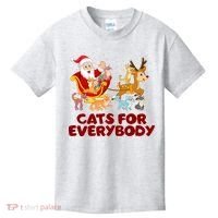Funny Christmas Santa Claus Cats For Everybody Kids T-Shirt thumb 0