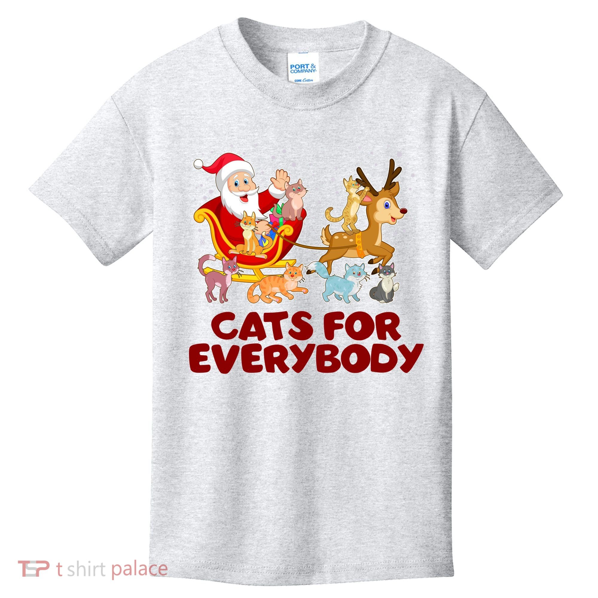 Funny Christmas Santa Claus Cats For Everybody Kids T-Shirt