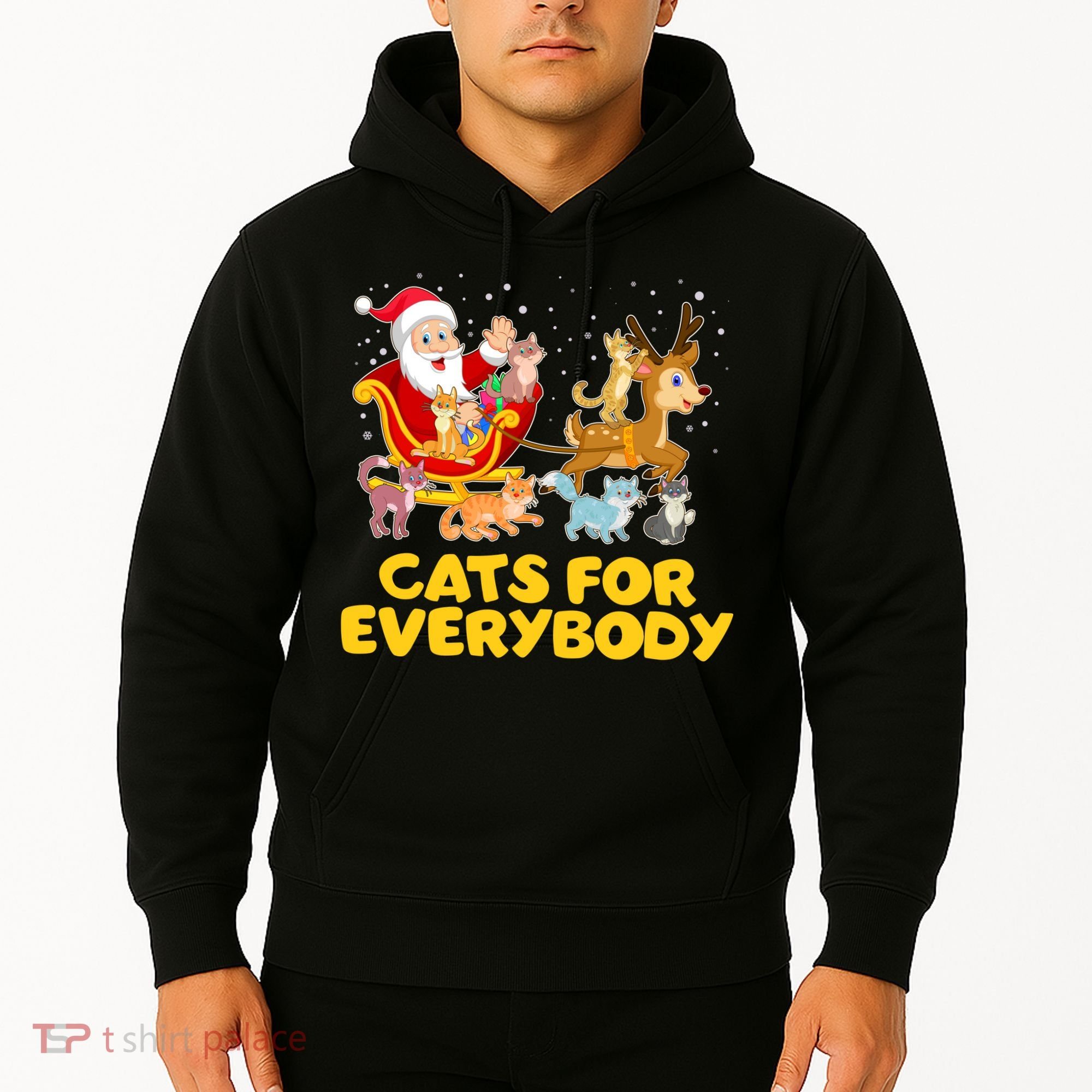 Funny Christmas Santa Claus Cats For Everybody Hoodie