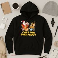 Funny Christmas Santa Claus Cats For Everybody Hoodie thumb 3