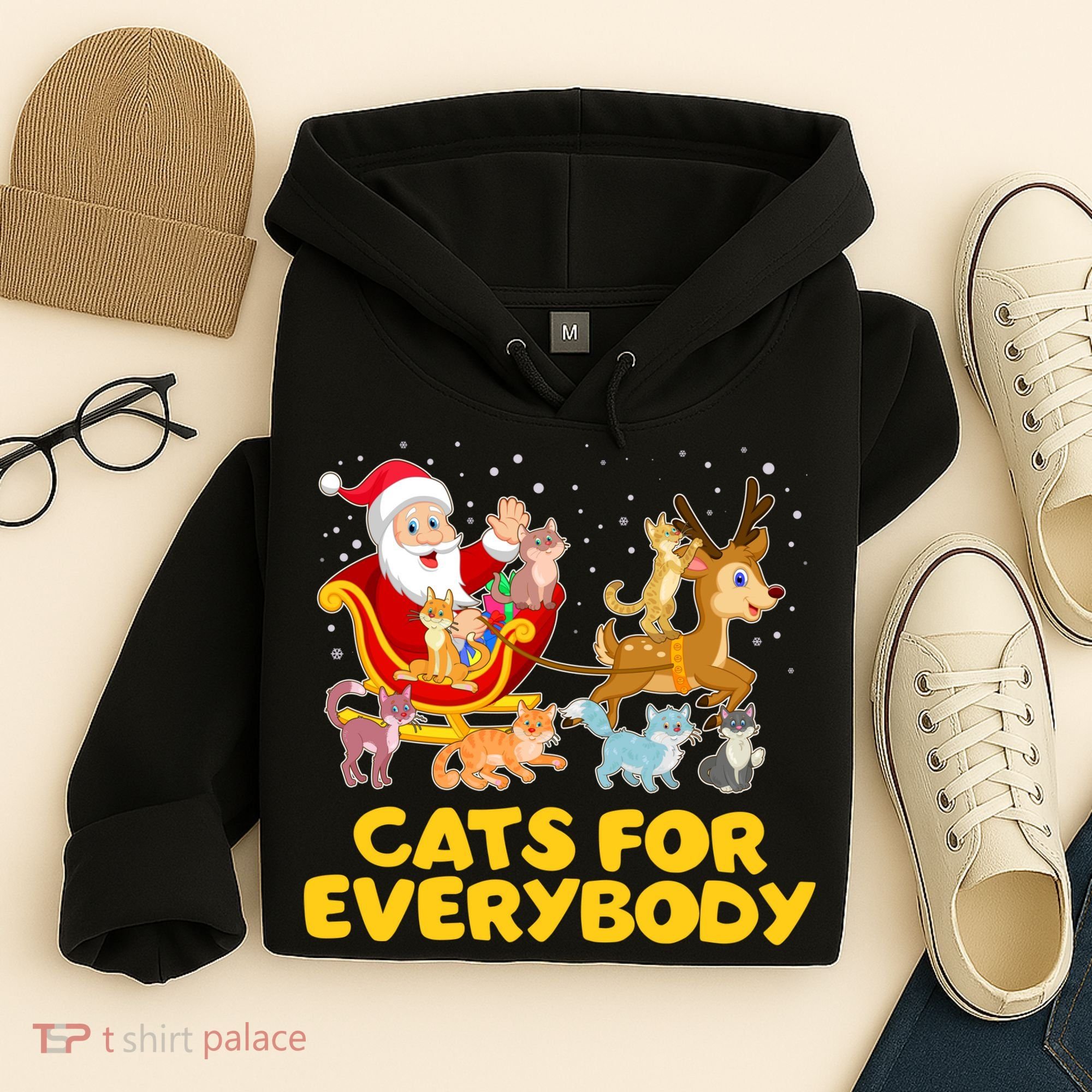 Funny Christmas Santa Claus Cats For Everybody Hoodie