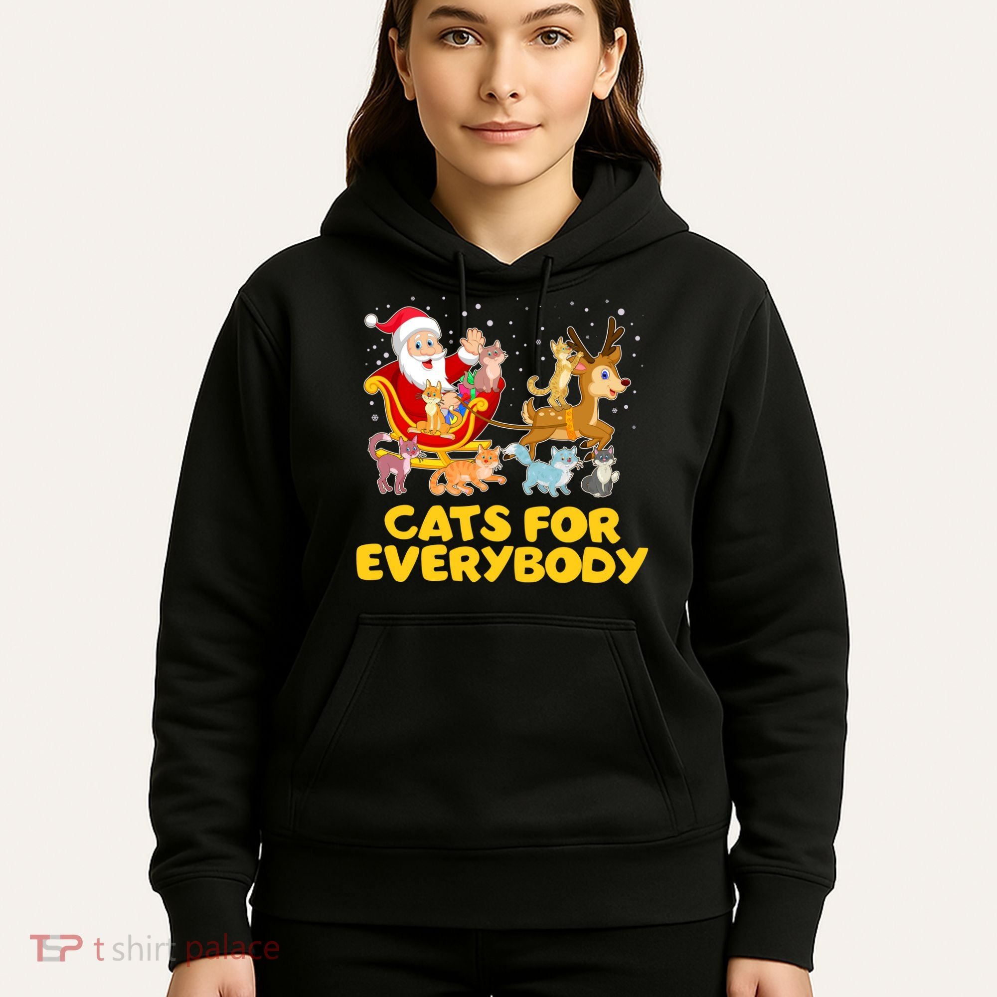 Funny Christmas Santa Claus Cats For Everybody Hoodie