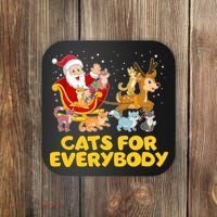 Funny Christmas Santa Claus Cats For Everybody Coaster thumb 0