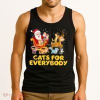 Funny Christmas Santa Claus Cats For Everybody Tank Top thumb 3